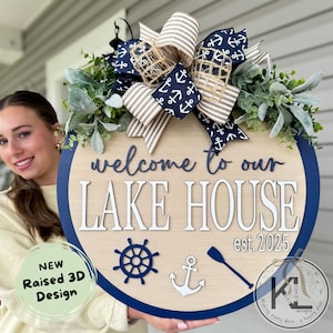 Lake House Front Door Decor | Lake House | Lake House Wreath | Welcome To Our Lake house | Lake House Sign | Lake House Door Hanger