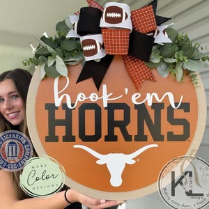 Longhorns Door Hanger | Texas Longhorns | Texas Door Hanger | Texas Longhorns Wreath | Texas Wreath | University of Texas | Hook &#39;Em Horns