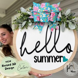 Hello Summer Door Hanger | Front Door Decor | Summer Door Sign | Summer Decor | Summer Sign | Summer Door Decor | Front Porch Decor