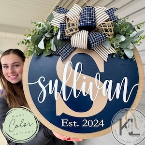 Front Door Decor | Last Name/Initial | Monogram Wreath | Door Hanger | Front Door Wreath | Personalized | Front Door Sign | Wedding Gift