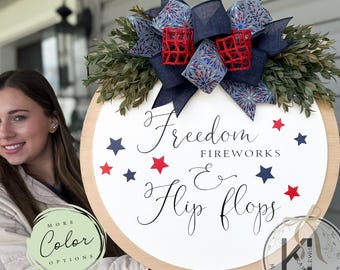 Fourth of July Front Door Decor | 4th Of July Wreath | Happy Fourth of July | Front Door Wreath | Welcome | Door Hanger | Door Wreath