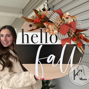 Hello Fall Door Hanger | Fall Decor | Front Door Decor | Fall Porch Sign | Fall Wreath | Fall Signs | Autumn Decor | Pumpkin Decor