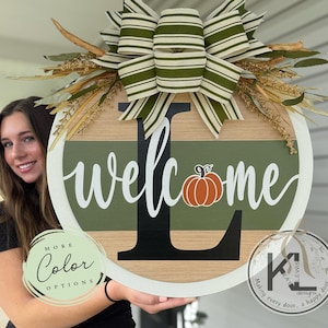 Fall Front Door Decor | Last Name/Initial | Fall Wreath | Fall Door Hanger | Front Door Wreath | Personalized | Fall Door Sign | Pumpkin