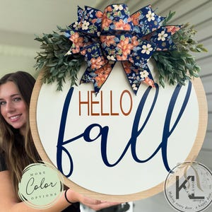 Fall Front Door Decor | Hello Fall | Fall Wreath | Fall Decor | Fall Door Sign | Fall Front Door Wreath | Fall Door Hanger | Fall Porch