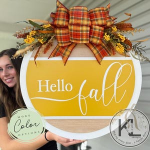 Fall Front Door Decor | Hello Fall | Fall Wreath | Fall Decor | Fall Door Sign | Fall Front Door Wreath | Fall Door Hanger | Fall Porch