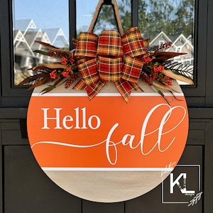 Fall Front Door Decor | Hello Fall | Fall Wreath | Fall Decor | Fall Door Sign | Fall Front Door Wreath | Fall Door Hanger | Fall Porch