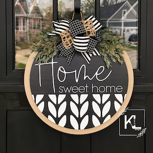 Front Door Decor | Home Sweet Home | Front Door Wreath | Front Door Sign | Door Hanger | Door Wreath | Housewarming Gift | Door Sign