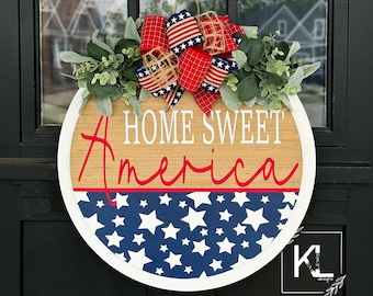 Fourth of July Front Door Decor | 4th Of July Wreath | Happy Fourth of July | Front Door Wreath | Welcome | Door Hanger | Door Wreath