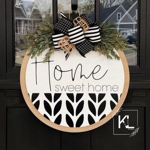 Front Door Decor | Home Sweet Home | Front Door Wreath | Front Door Sign | Door Hanger | Door Wreath | Housewarming Gift | Home Decor