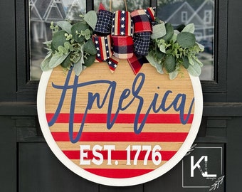 Fourth of July Front Door Decor | 4th Of July Wreath | Happy Fourth of July | Front Door Wreath | Welcome | Door Hanger | Door Wreath
