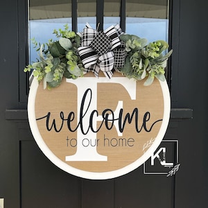 Front Door Decor | Last Name/Initial | Year Round Wreath | Front Door Hanger | Front Door Wreath | Personalized | Front Door Sign