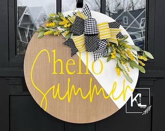 Hello Summer Door Hanger | Front Door Decor | Summer Door Sign | Front Porch Sign | Summer Wreath | Front Door Sign | Porch Decor | Decor