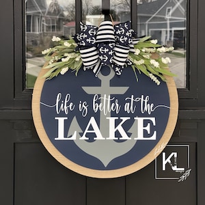 Lake House Front Door Decor | Lake House | Lake House Wreath | Life Is Better At The Lake | Lake House Sign | Lake House Door Hanger