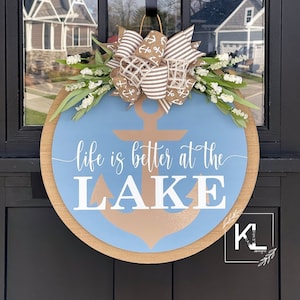 Lake House Front Door Decor | Lake House | Lake House Wreath | Life Is Better At The Lake | Lake House Sign | Lake House Door Hanger