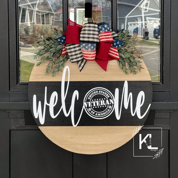 Veteran Door Hanger | Military Wreath | Army Sign | Patriotic Decor | Front Door Decor | Marine Sign | Welcome Door Hanger | Military Gift