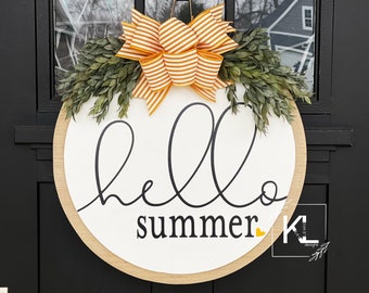 Hello Summer Door Hanger | Front Door Decor | Summer Door Sign | Summer Decor | Summer Sign | Summer Door Decor | Front Porch Decor