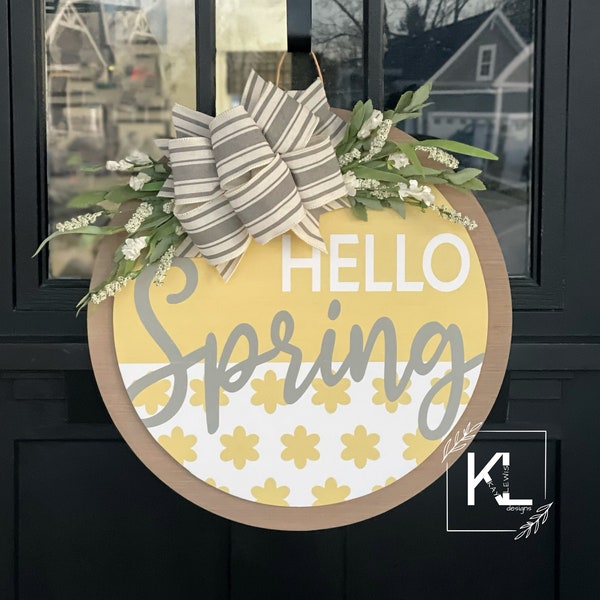 Hello Spring Door Hanger | Front Door Decor | Spring Door Sign | Spring Decor | Spring Sign | Spring Door Decor | Front Porch Decor