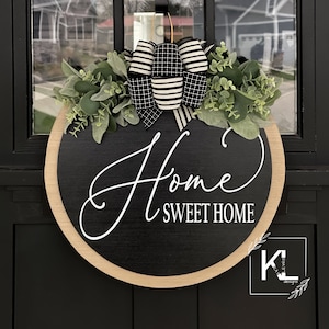 Front Door Decor | Home Sweet Home | Front Door Wreath | Front Door Sign | Door Hanger | Door Wreath | Housewarming Gift | Home Decor