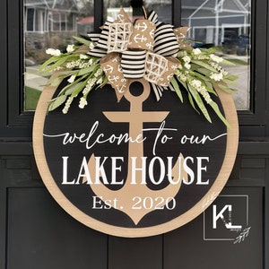 Lake House Front Door Decor | Lake House | Lake House Wreath | Welcome To Our Lake house | Lake House Sign | Lake House Door Hanger