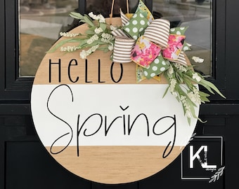 Spring Front Door Decor | Hello Spring Wreath | Spring Wreath | Spring Decor | Spring Front Door Wreath | Spring Door Hanger | Spring Sign