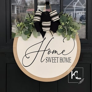 Front Door Decor | Home Sweet Home | Front Door Wreath | Front Door Sign | Door Hanger | Door Wreath | Housewarming Gift | Home Decor