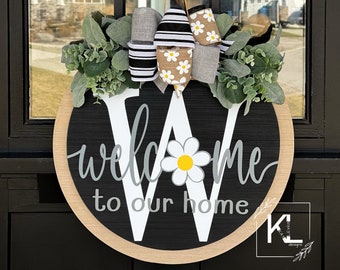 Spring Front Door Decor | Last Name Initial | Spring Wreath | Spring Sign | Spring Decor | Spring Door Hanger | Spring Door Wreath