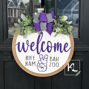TCU Front Door Decor | TCU Horned Bullfrongs Sign | Sports Sign | Texas Christian University Door Hanger | Welcome-ish | Football Door Sign