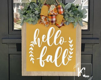 Fall Front Door Decor | Hello Fall | Fall Front Door Sign | Fall Door Sign | Fall Door Hanger | Fall Decor | Fall Door Wreath | Fall Porch