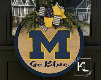Michigan Door Hanger | University of Michigan | Michigan Door Sign | Michigan Sign | Michigan Wolverines | Michigan Wreath | U of M Wreath