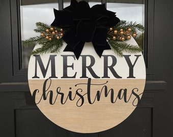 Merry Christmas Front Door Decor | Christmas Front Door Wreath | Holiday Wreath | Christmas Door Hanger | Front Door Decor | Christmas Decor