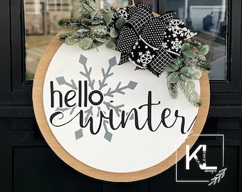 Winter Front Door Decor | Let It Snow | Snowflake Front Door Wreath | Winter Wreath | Winter Door Wreath | Winter Sign