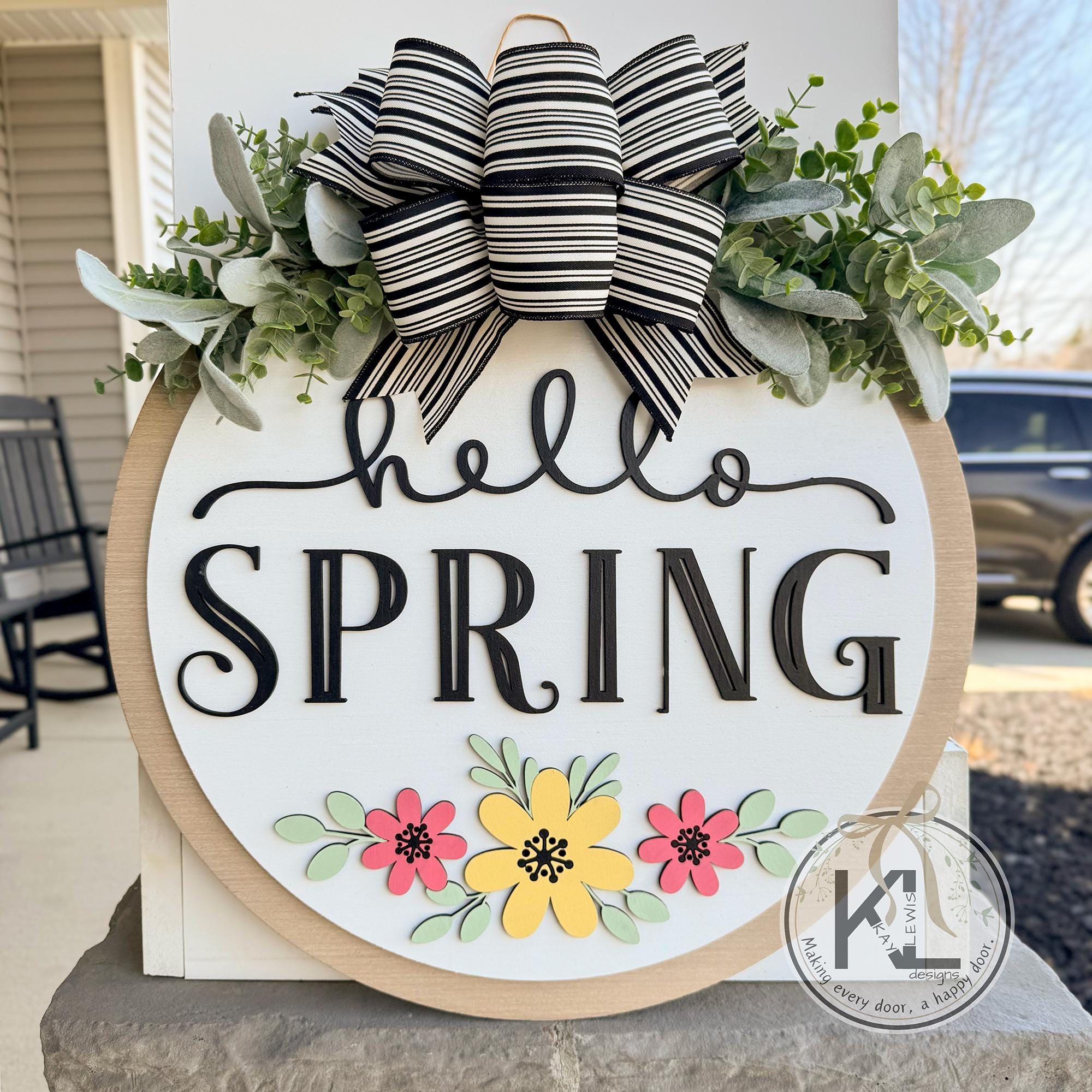 Hello Spring Door Hanger | Front Door Decor | Spring Door Sign | Spring ...