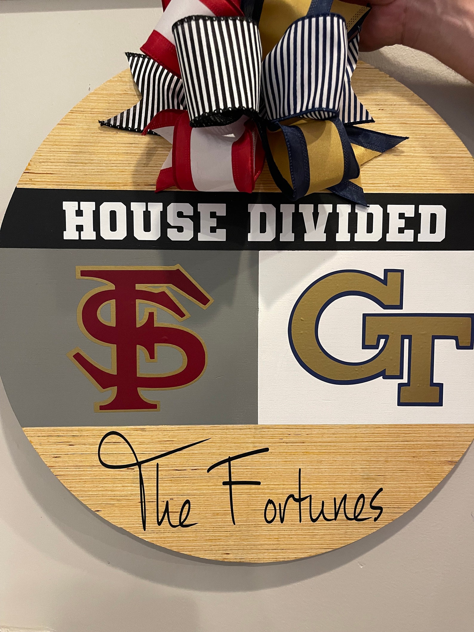 House Divided Door Hanger Sports Decor Sports Team Sign Etsy