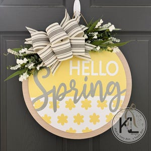 Hello Spring Door Hanger | Front Door Decor | Spring Door Sign | Spring Decor | Spring Sign | Spring Door Decor | Front Porch Decor Yellow