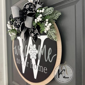 Winter Front Door Decor | Last Name Initial | Winter Wreath | Winter Sign | Winter Decor | Winter Door Hanger | Winter Door Wreath image 3