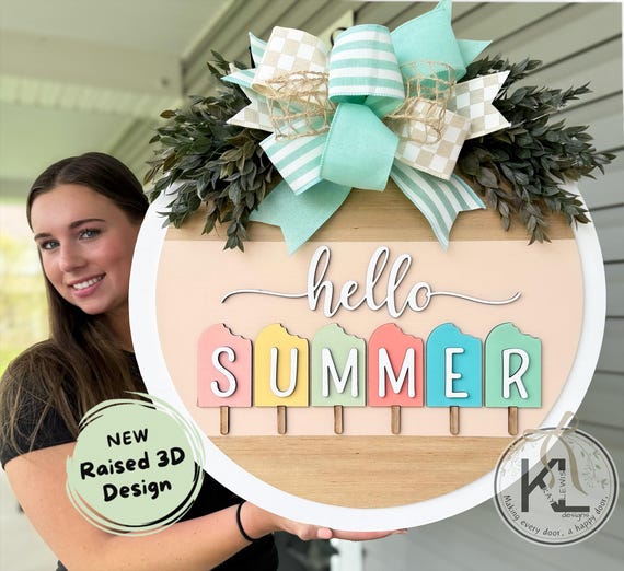 Hello Summer Door Hanger | Front Door Decor | Summer Door Sign | Summer Decor | Summer Sign | Summer Door Decor | Front Porch Decor
