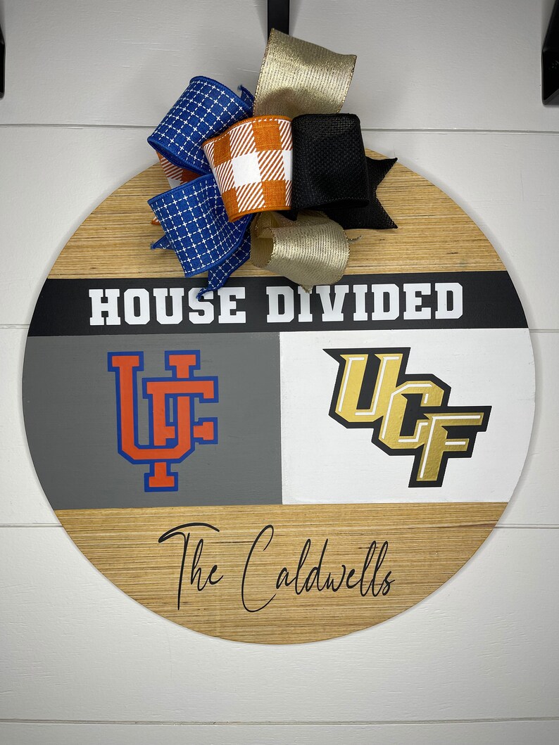 House Divided Door Hanger Sports Decor Sports Team Sign Etsy
