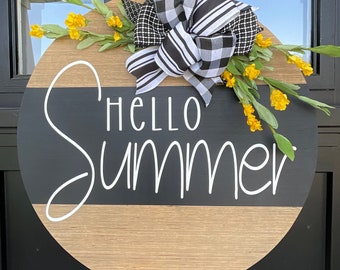 Hello Summer Door Hanger | SummerFront Door Decor | Summer Door Sign |Front Porch Sign | Summer Decor | Front Door Sign | Porch Decor