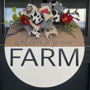 Farm Door Hanger | Welcome Front Door Decor | Farmhouse Door Sign | Farm Decor | Summer Decor | Porch Decor | Porch Wreath