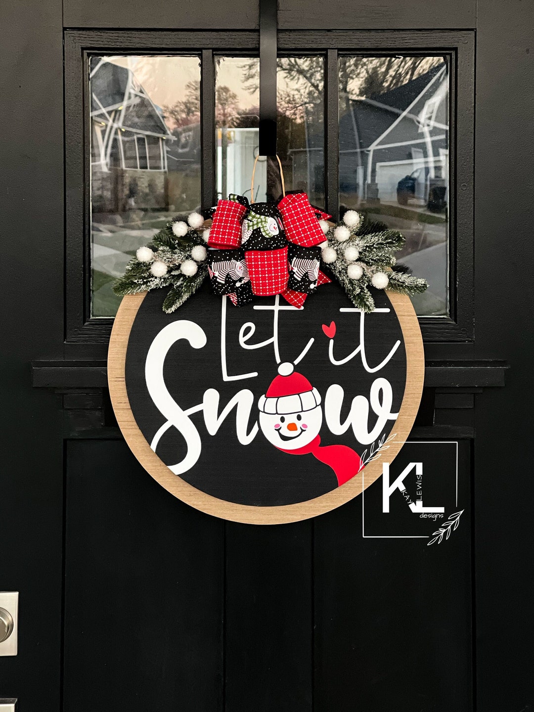 Winter Front Door Decor | Let It Snow | Snowman Front Door Wreath ...