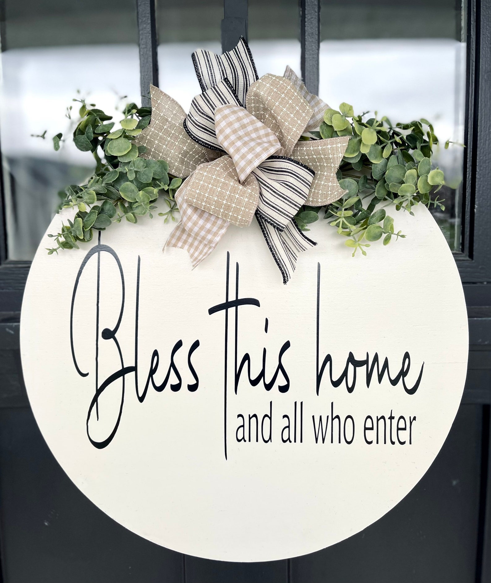 Bless This Home Door Hanger Bless This Home Front Door Sign Etsy