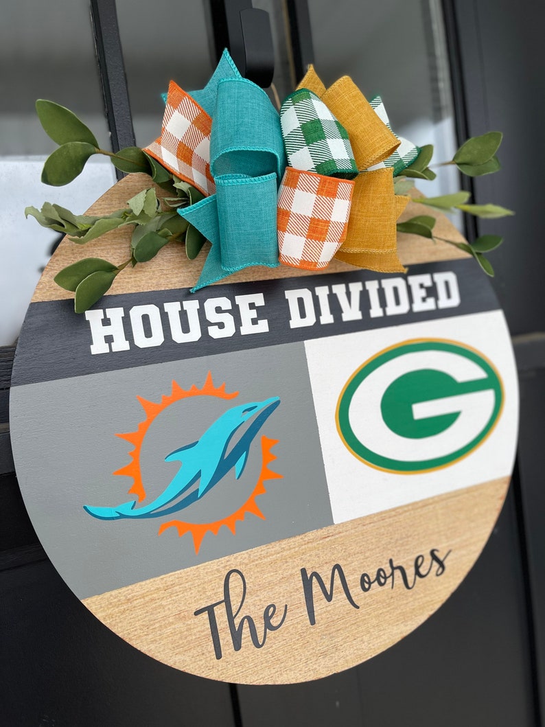 House Divided Door Hanger Sports Decor Sports Team Sign Etsy