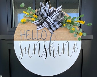 Hello Sunshine Door Hanger | Front Door Decor | Welcome Door Sign |Front Porch Sign | Summer Decor | Front Door Sign | Porch