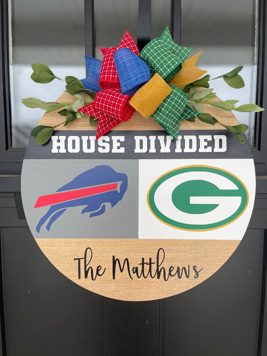 House Divided Door Hanger Sports Decor Sports Team Sign Etsy