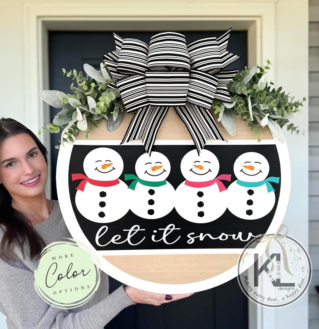 Winter Front Door Decor | Let It Snow | Snowflake Front Door Wreath ...