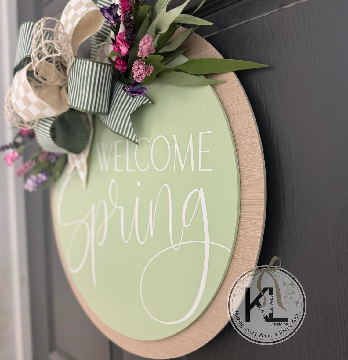 Welcome Spring Door Hanger | Front Door Decor | Spring Door Sign ...