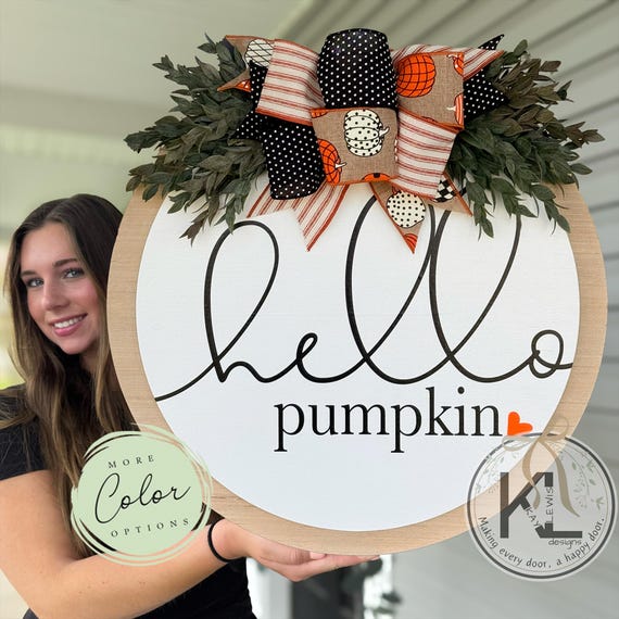 Hello Pumpkin Door Hanger | Front Door Decor | Fall Door Sign | Fall Decor | Fall Sign | Fall Door Decor | Fall Front Porch Decor