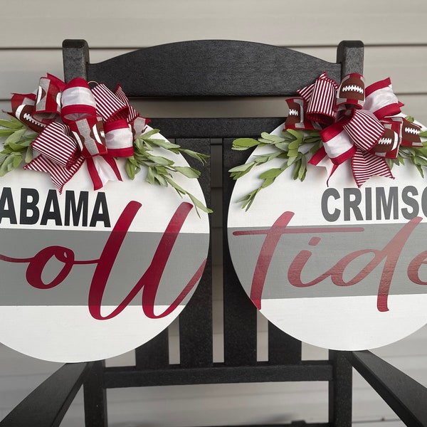 Alabama Double Door Hangers | Double Door Decor | Alabama Roll Tide | Alabama Front Door Wreath | Alabama Decor | Crimson Tide Sign