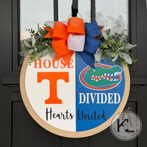 House Divided Door Sign | House Divided Sign | House Divided Wreath | Football Wreath | Football Front Door Decor | Personalized Sports Sign image 3