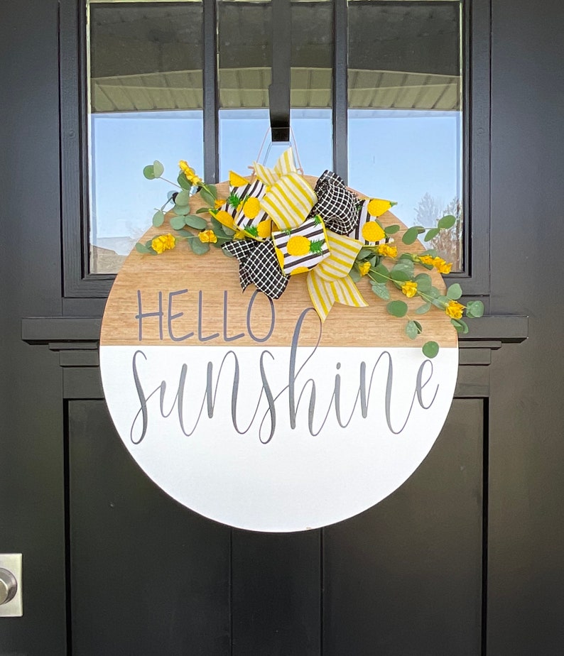 Hello Sunshine Door Hanger | Pineapple Front Door Decor | Pineapple ...